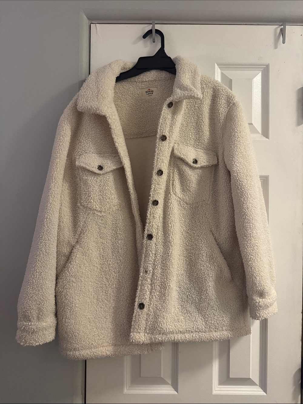 Marine Layer Cream Sherpa Shirt Jacket